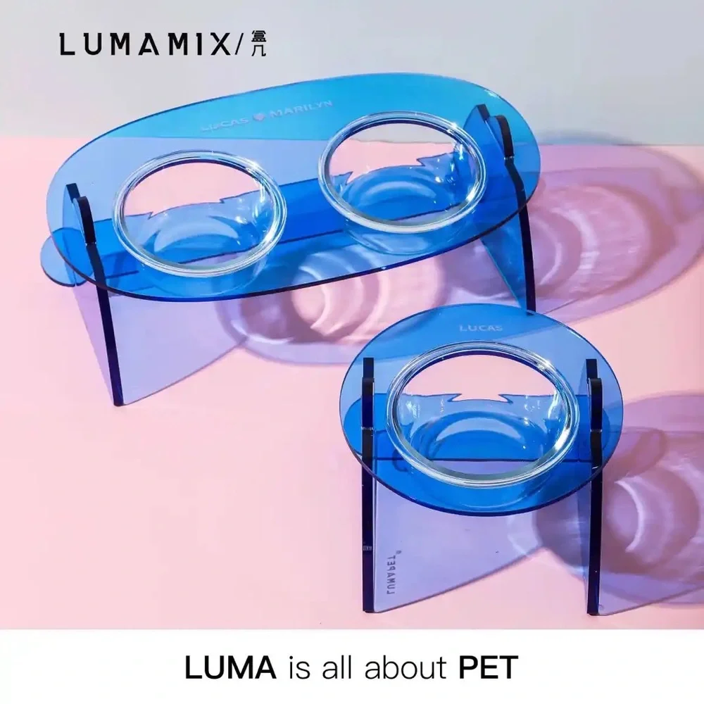 Customizable LumaMix Patent Design of Acrylic Pet Bowl Set For HOME & Travelling